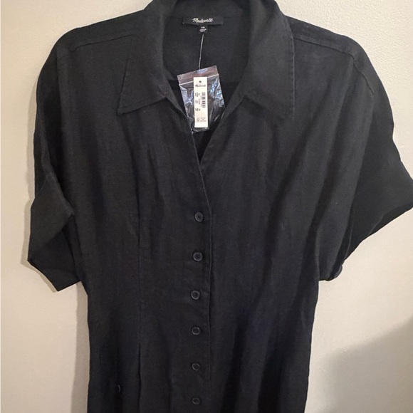 Madewell Pleated Linen Midi Shirtdress - Picture 9 of 12